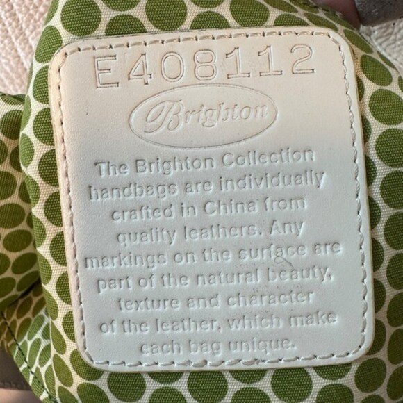 Brighton Barbados Pebbled Leather Handbag Purse Hobo Zip Top Ivory Pearl Multi - Picture 9 of 15